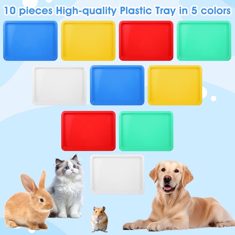 AojSup 10 Pcs Small Kitten Litter Box 11 x 8.5 x 1.2 in Rabbit Litter Pan Mini Open Cat Box Low Entry Waterproof Travel Toilet for Kittens Bunny Kitty Guinea Pig Small Pet Supplies (Multicolor) - Image 5